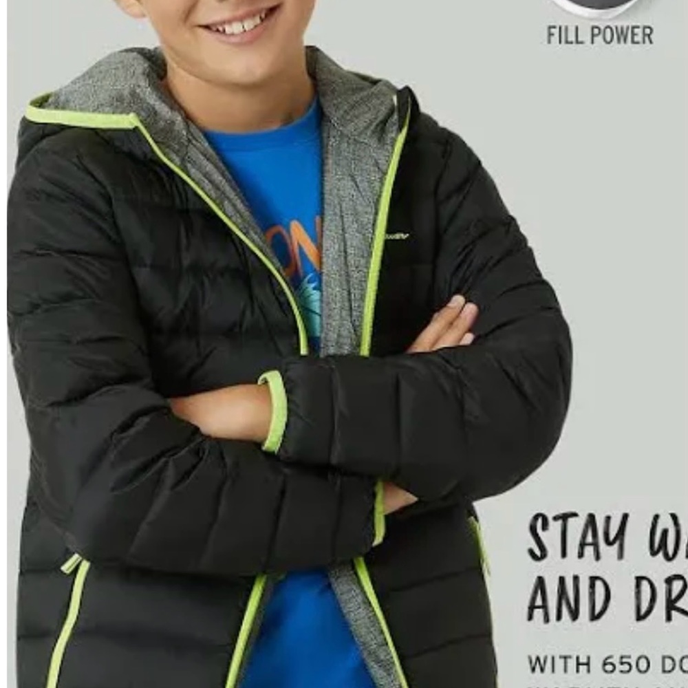 SOLD 🖤💚 Eddie Bauer Kids' Reversible Jacket Lightweight Waterproof Down Raincoat